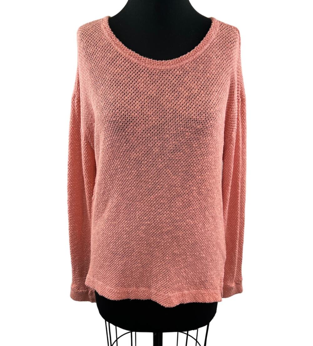Velvet by Graham & Spencer Orange Sweater Round Neck Cotton Knit Size Medium M